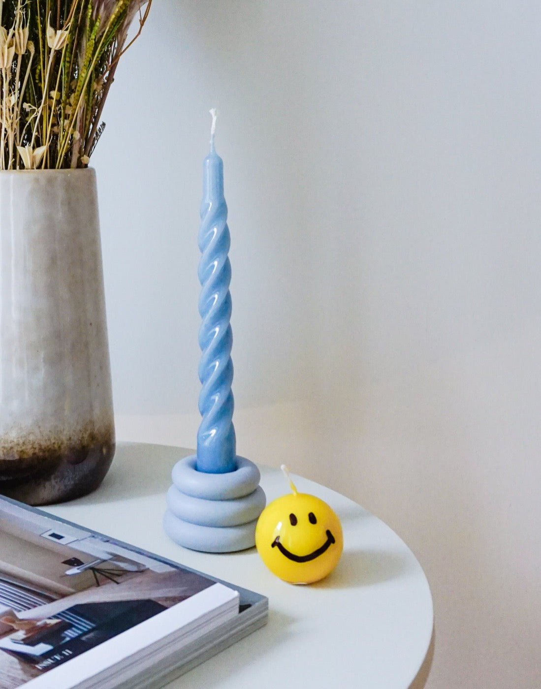 Blue twist candle by yod and co