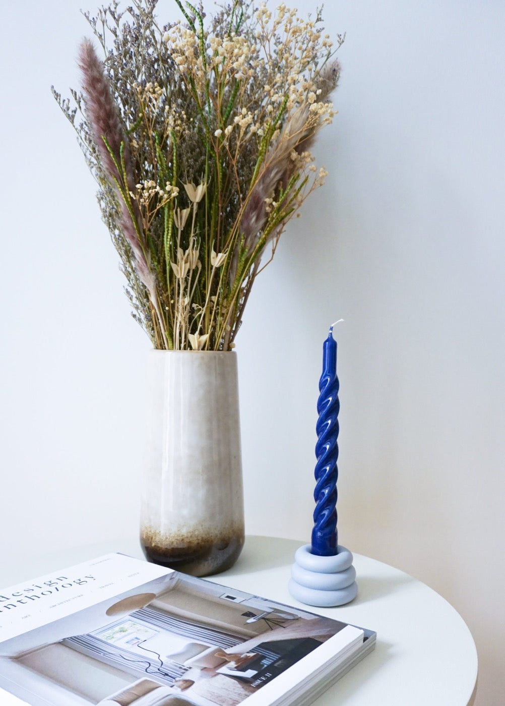 Blue twist candle by yod and co