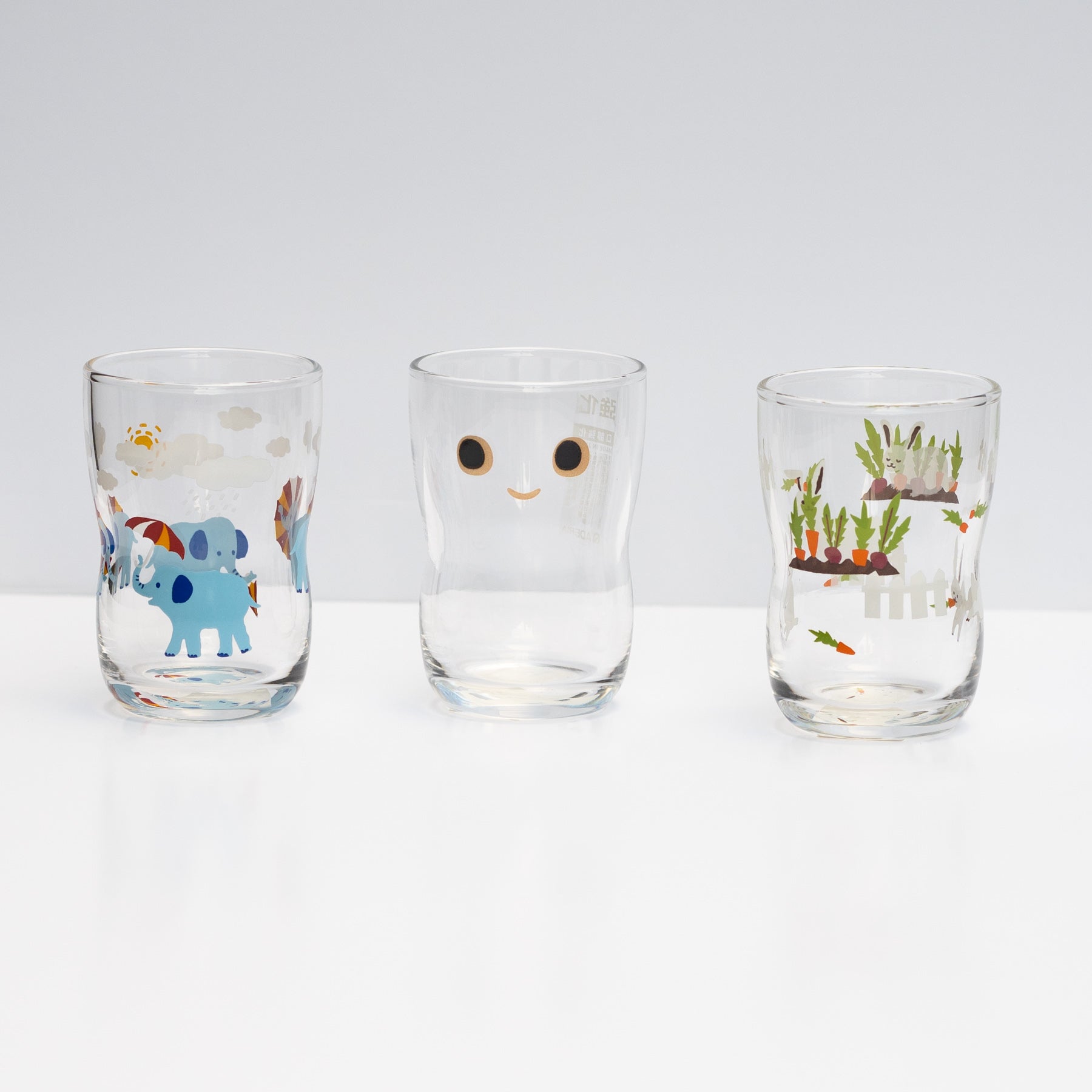 Japanese kids glass with face print by IIshizuka Glassshu