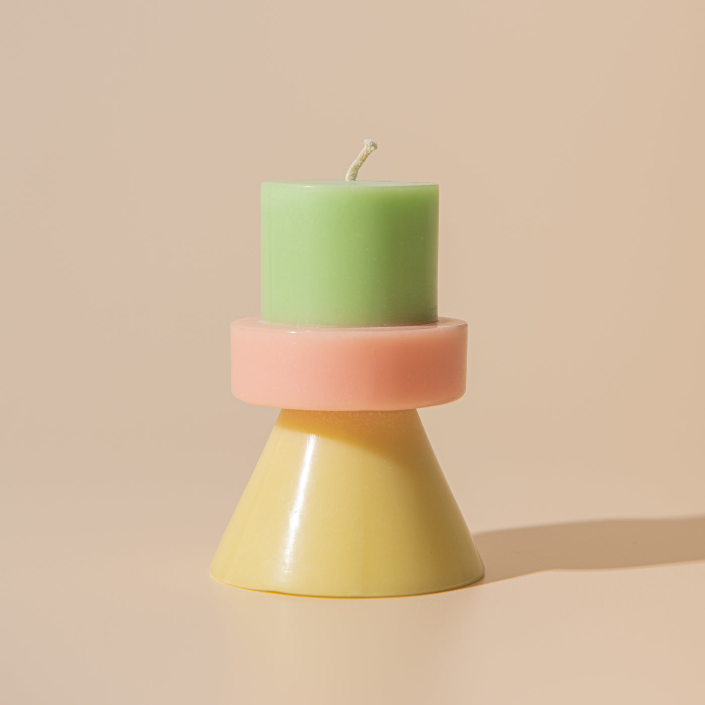 Stack Candle mini by Yod and co in green, pink and yellow