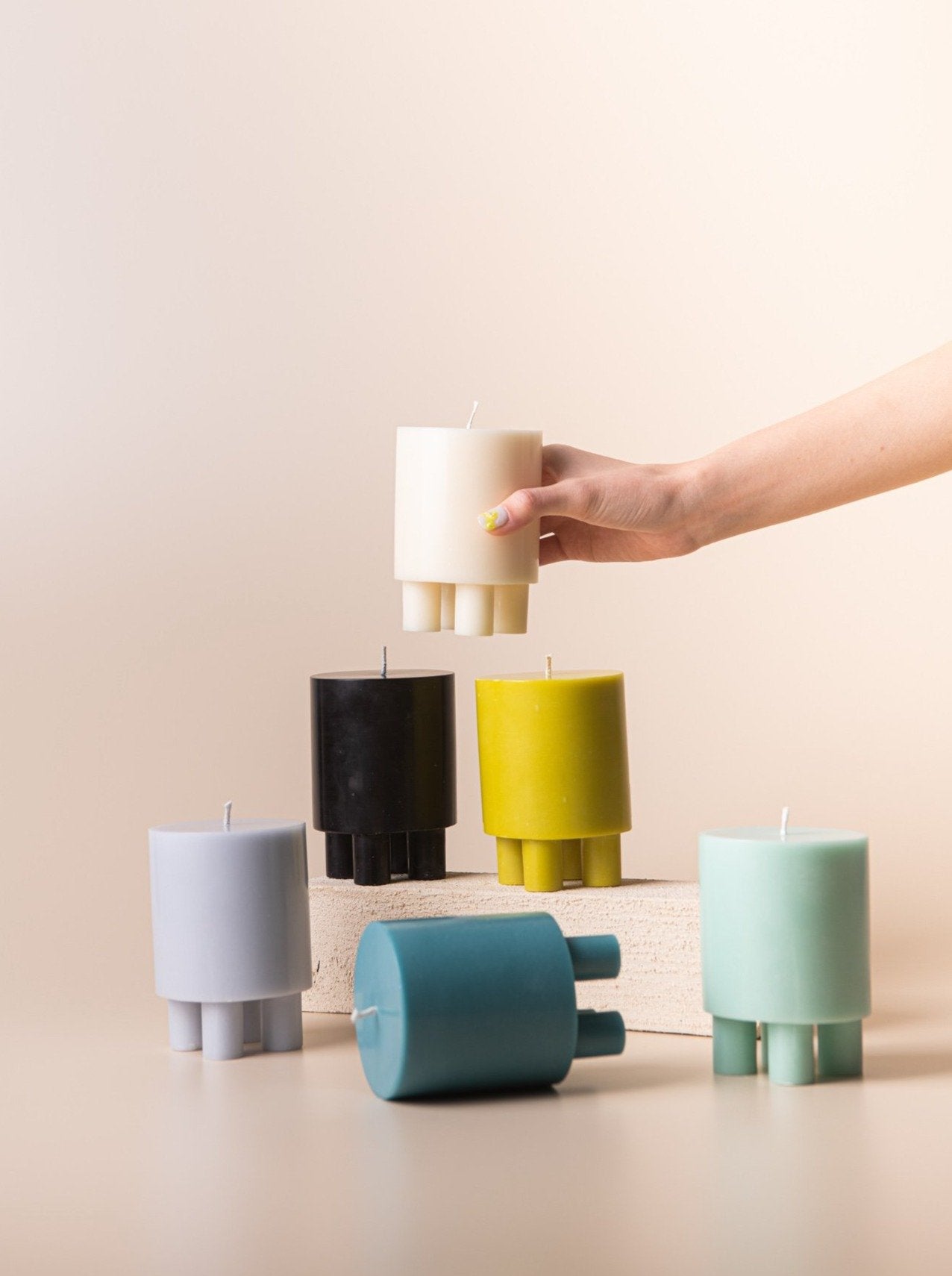 Stack Candle Prop, shaped candles by Yod and co in green