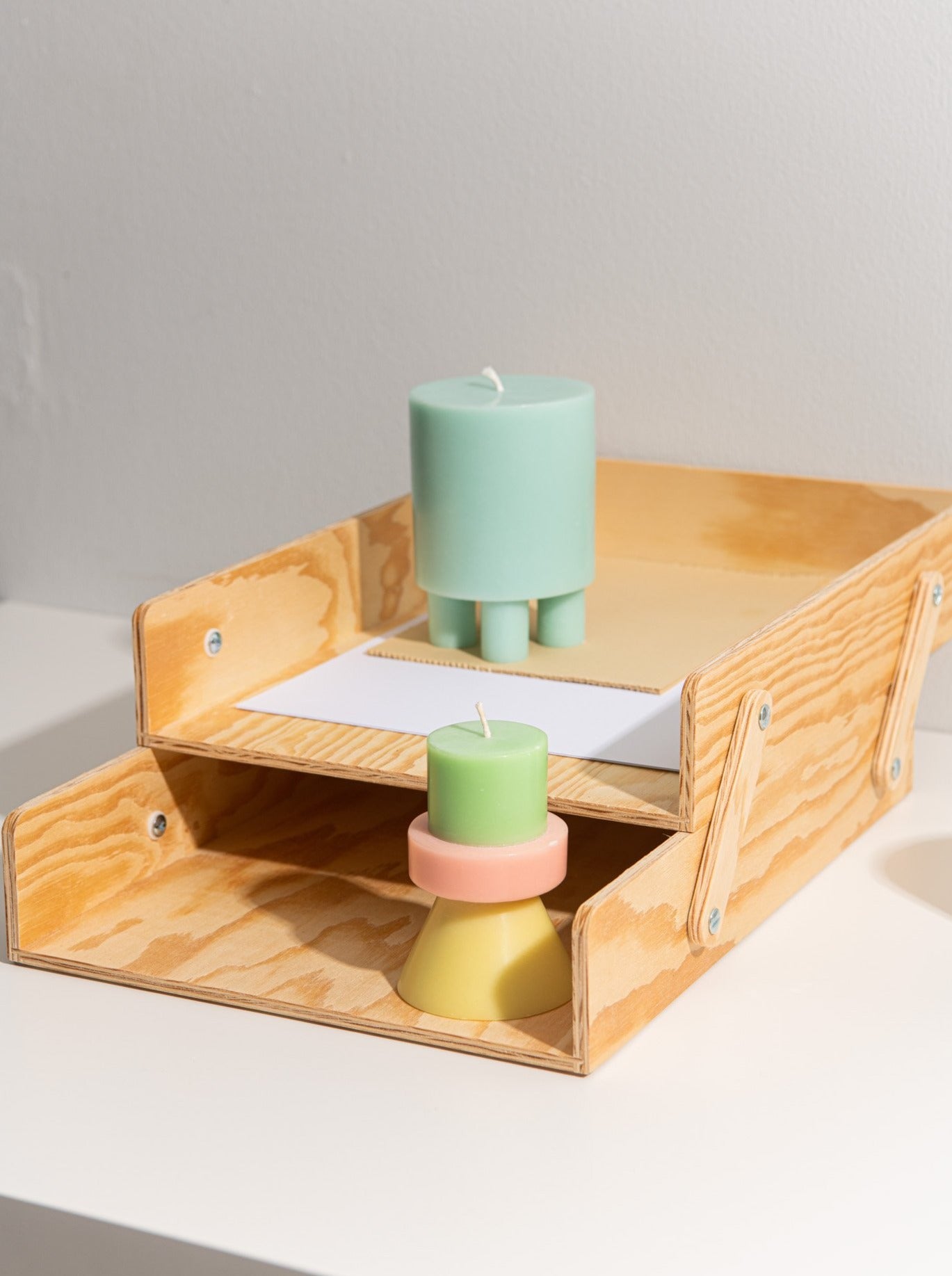 Stack Candle mini by Yod and co in green, pink and yellow