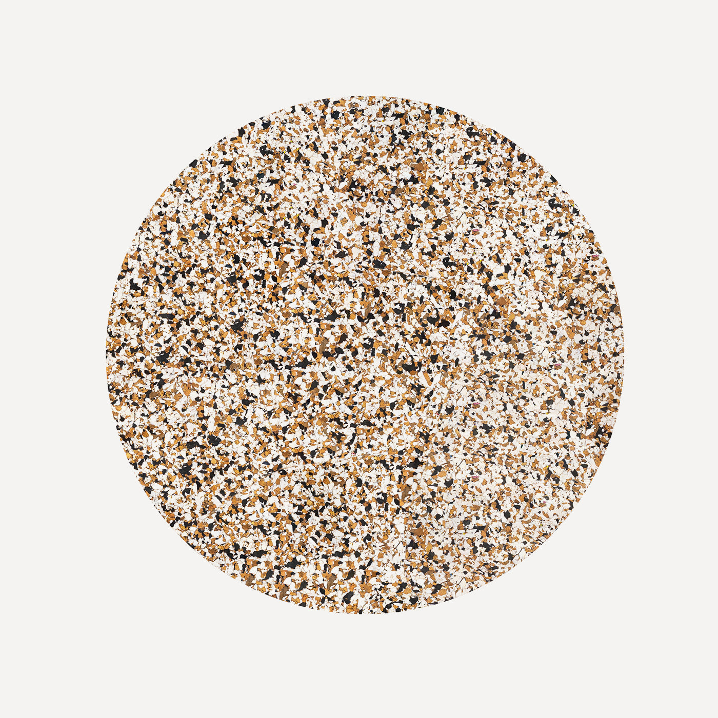black and white round cork placemats