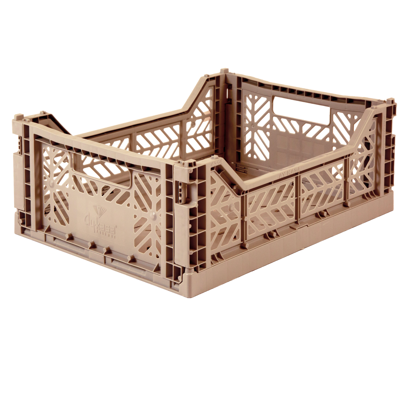Hay Colour crate , medium Aykasa foldable plastic crate in warm taupe