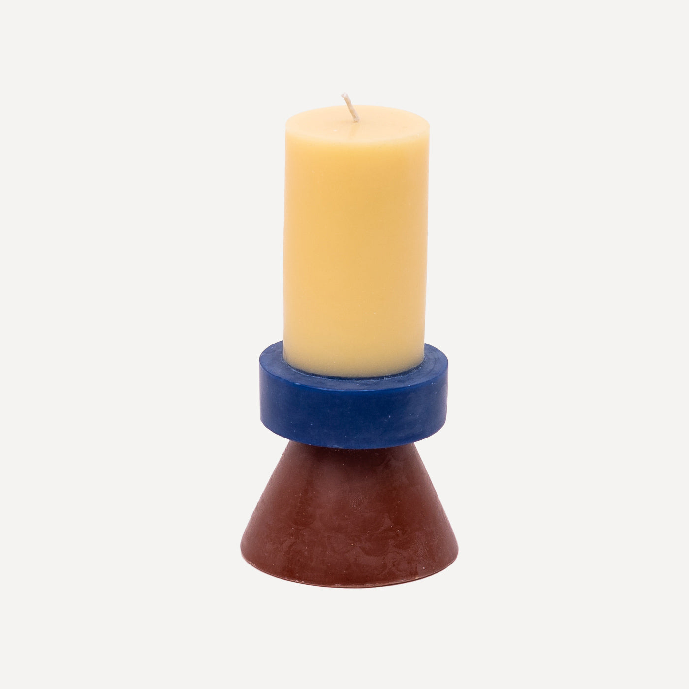 Stack Candle Tall, shaped candles by Yod and co in yellow, navy, brown