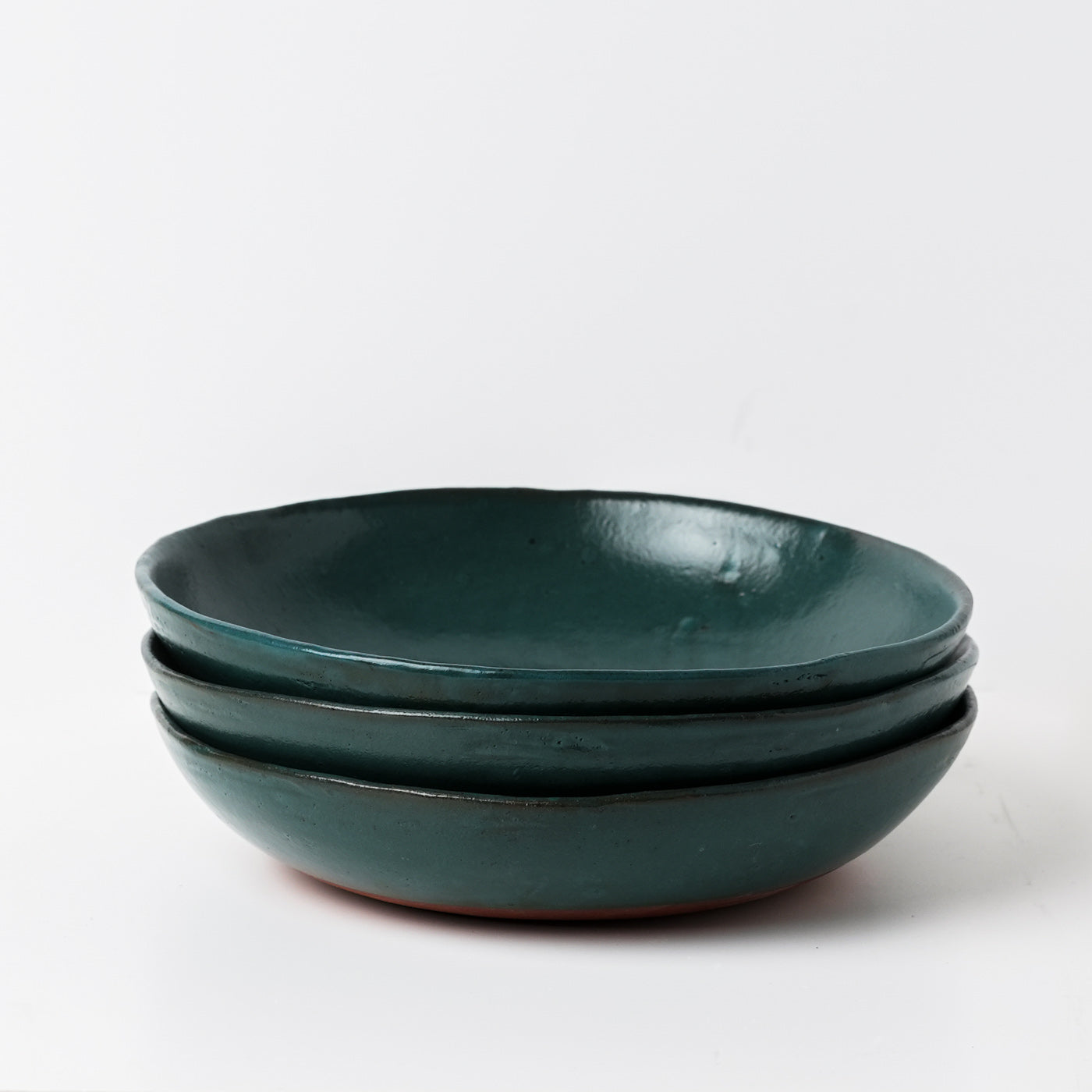 Emerald green hand thrown ceramic pasta bowl by Gaëlle Le Doledec