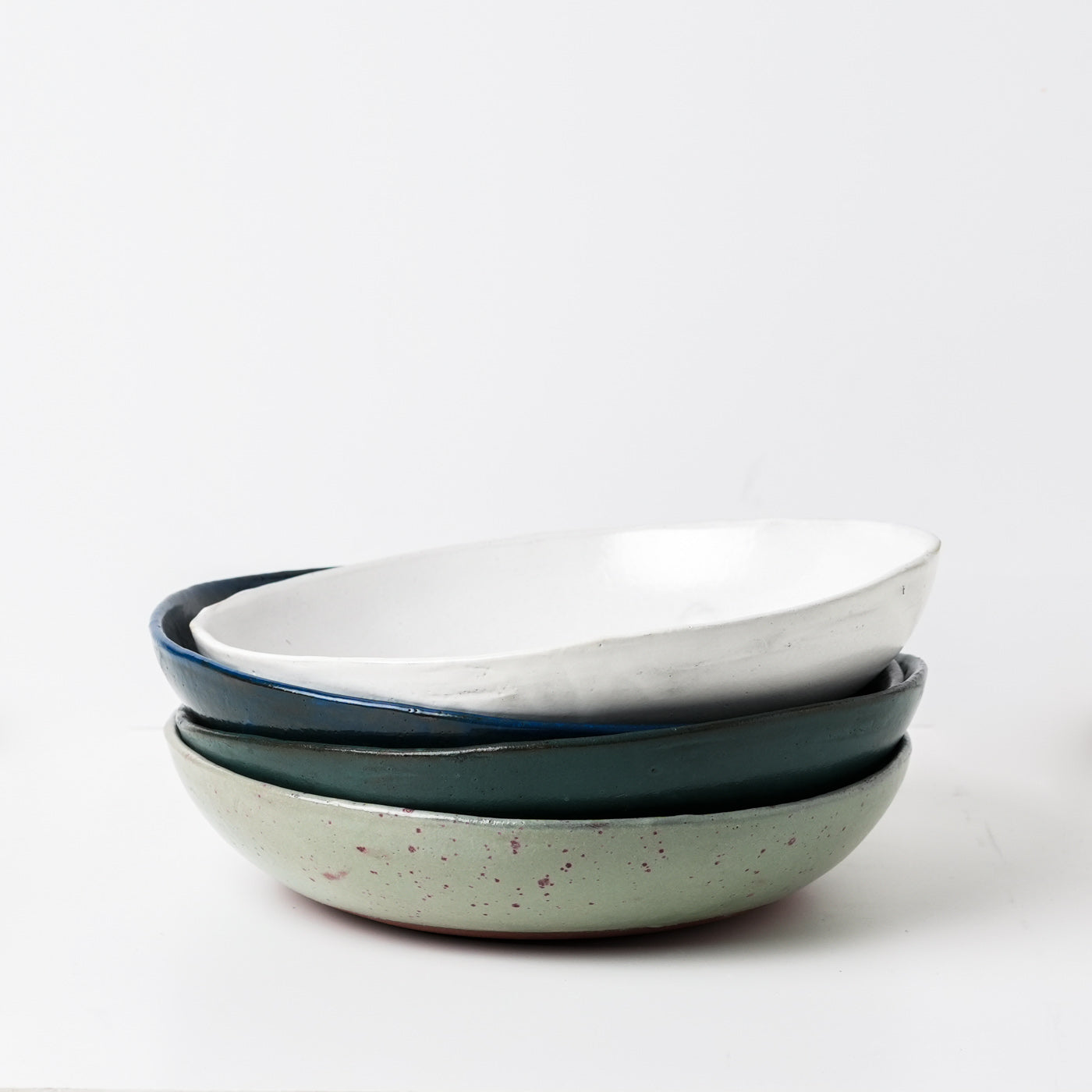 Emerald green hand thrown ceramic pasta bowl by Gaëlle Le Doledec