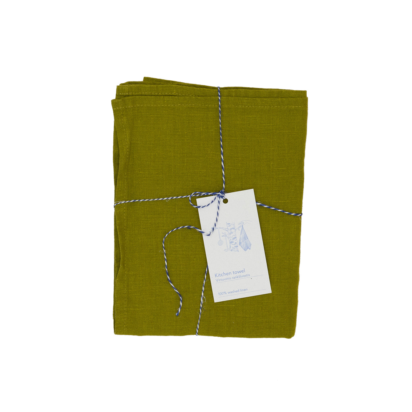 Moss green premium linen kitchen tea towel